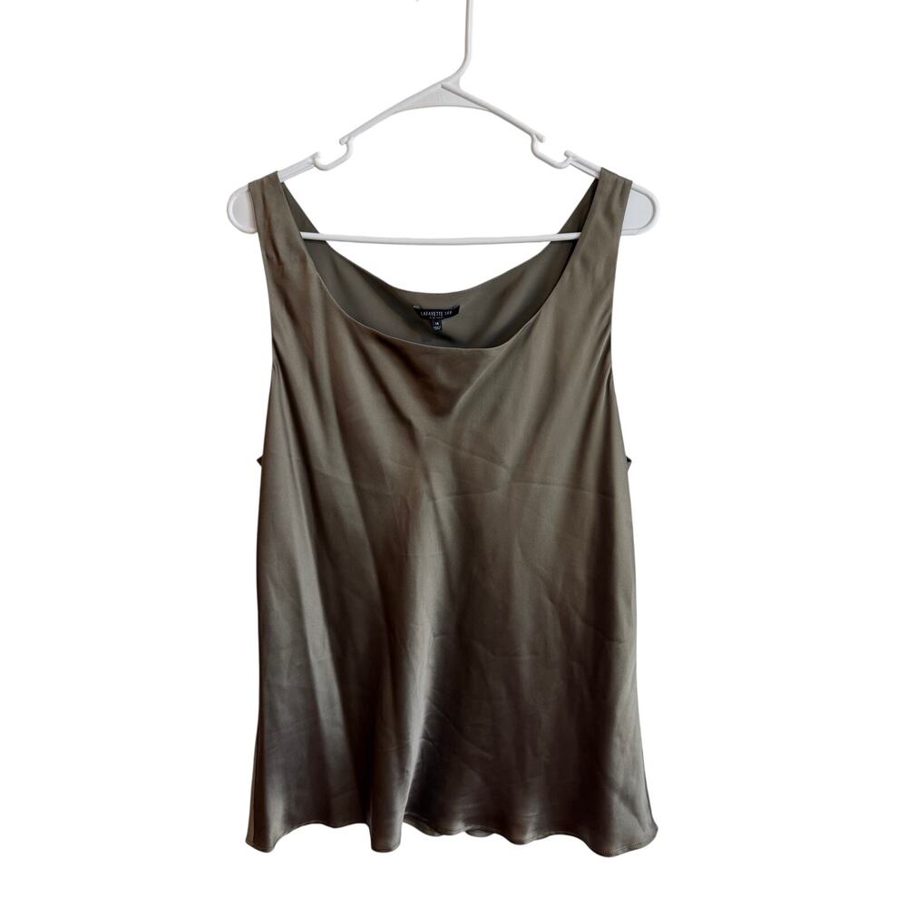 Lafayette 148 100% Silk Drapey Tank Sleevless Blouse Taupe Brown Sz 14